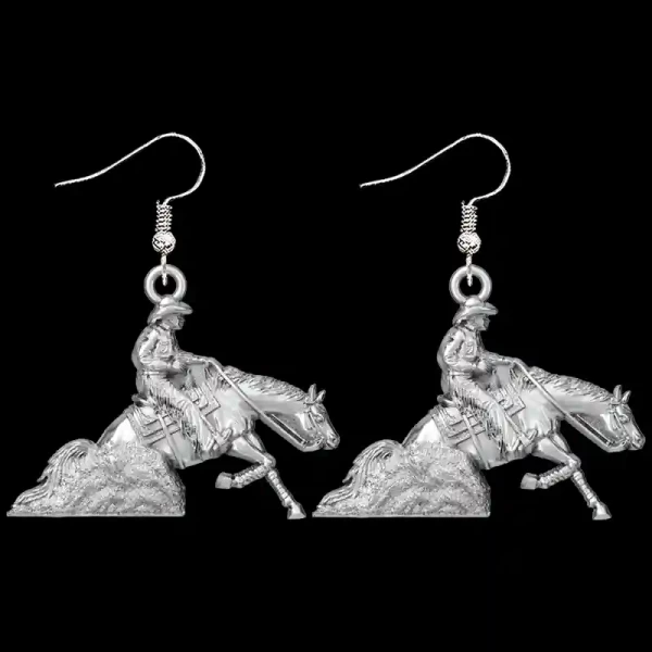 Our Reining Horse Man Earrings crafted in Solid Sterling Silver are the perfect luxurious gift and a bold eye-catching addition to any wardrobe.